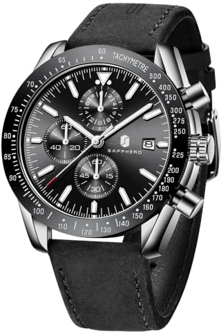 BENYAR Uhren Herren Analog Quarz Chronograph Herrenuhren Wasserdicht Datum Lederband Armbanduhr Lässig Business-Kleid fur Männer Klassische Elegantes Geschenk