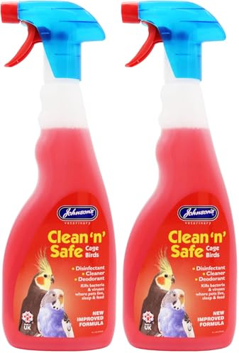 Johnsons Clean and Safe Cage Bird Disinfectant Spray 500ml, Kills Bacteria and Viruses, Fresh Fragrance (Pack of 2)
