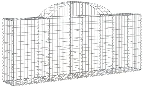 Nqyjm Clôture en Maille de Jardin Paniers à Gabions Arqués 2 pièce 200x30x80/100 cm Fer Galvanisé, Mur à Gabion Cages à Pierres pour Terrasse Extérieur Pelouse Décorative Model 2