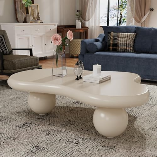 Table Basse Unique et Moderne en Forme de Nuage, Style Dessin animé, avec 3 Pieds sphériques, idéale pour Le Salon, la Maison ou Le Bureau.,B46in
