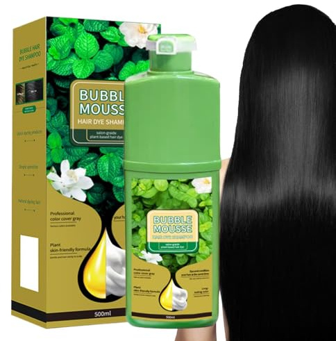 Tinte Para El Cabello Bubble - Champú Colorante En Espuma A Base De Plantas De 500 Ml, Tratamiento De Cobertura De Canas | Fórmula Acondicionadora De Larga Duración Con Limpiador Con Tinte Natural Par