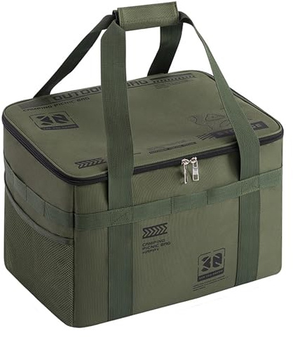 Neptuiby Camping-Aufbewahrungsbox, wasserdicht, große Campingtasche, tragbarer Camp-Küchen-Organizer für den Außenbereich, 42 l, Grün.