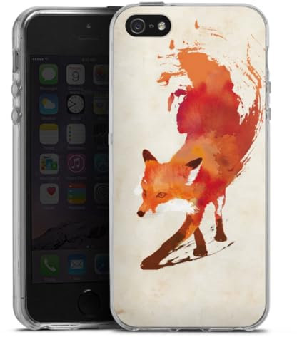 Custodia di silicone compatibile con Apple iPhone 5s Custodia trasparente Cover per smartphone trasparente Volpe Grafica Autunno