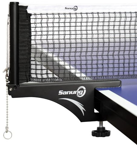 Sanung S207 Tischtennisnetz und Pfosten-Set, zusammenklappbar, Netz-Clip mit Stahlgriff-Halterung, verstellbare Schraubzwinge für professionelles Training, Wettkampfspiel