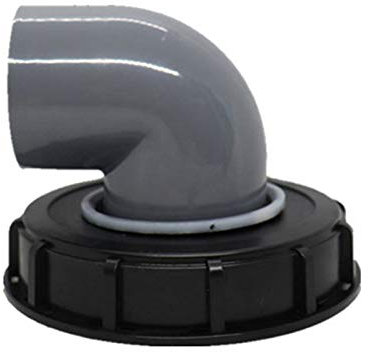 IBC Deckel Filter | Regenwasserfilter Deckel mit Nylon Filter | Kunststoffabdeckung mit Entlüftung Loch für Regenwassertank | Bogen 45°/90° (90°,Schwarz)
