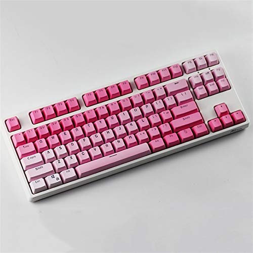 2Duck 104 Keys PBT Double Shot OEM Profile Personalized Color Gradient Transparent Keycaps For Cherry MX Switch Mechanical Gaming Keyboard (Color : Pink Gradient)
