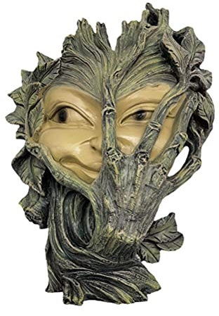 BSTCAR Baum Gesicht Garten Ornamente im Freien Harz Baum Skulptur schüchterne Frauen Statue für Bäume Patio Rasen Hof Dekorationen