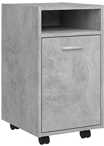 vidaXL Beistellschrank mit Rollen Rollcontainer Bürocontainer Büroschrank Standschrank Schreibtischcontainer Betongrau 33x38x60cm Holzwerkstoff