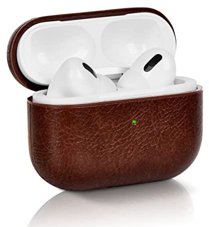 KARLOR Leather Case for AirPods 3, AirPods Case Protective Case with Hook Brown Headphones PU Case (LED Visible) (Supports Wireless Charging) for Apple AirPods 3