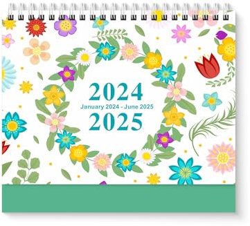TiMeke Kalender 2024–2025, 18 Monate, 365 Tage, Countdown-Kalender, Monatsplaner, Schreibtischkalender (20,3 x 18,5 cm)