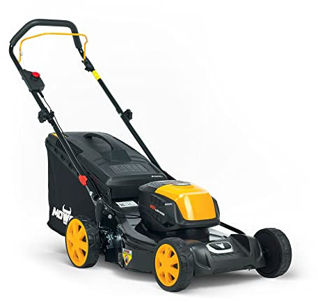 Mowox® EM 4640 PX Akku-Rasenmäher + Starter Kit 1, Stahlgehäuse, EASY2STORE-Funktion, inkl. Mulchkeil, Fangsack, Höhenverstellung, kugelgelagerte Räder (40V - 4,0Ah Batterie + 4A Schnellladegerät, 46)