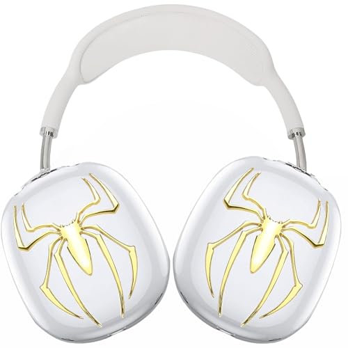 MORWLAT Schutzhülle für AirPods Max, Metallspinne, transparent, cool, weiche Hüllen für Damen und Herren, Zubehör, Schutzhülle für Apple AirPods Max (Gold)