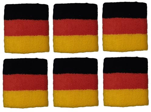 6 x Premium Schweißband Pulswärmer Schweissband Schweissbänder Deutschland Germany Fußball Fanartikel Sport Fitness WM EM