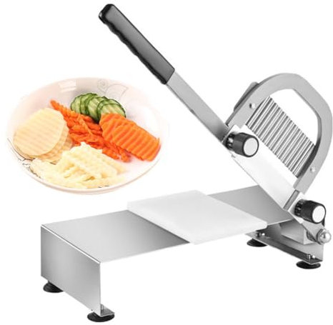 Cortadora Comercial de Patatas con Dientes de Lobo, Cuchillo Ondulado de Acero Inoxidable para Patatas, Cortador Manual de Patatas Fritas, picadora de Verduras Multifuncional para