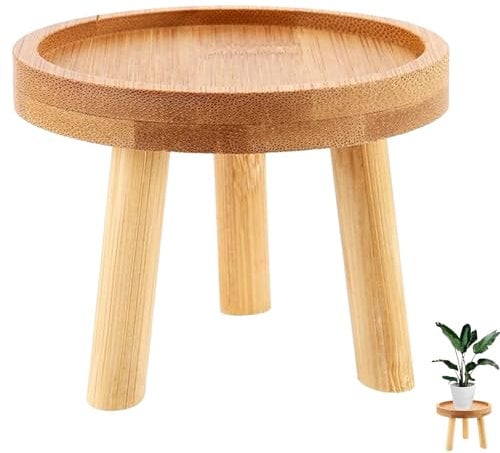 YANJIY Taburete De Flores Pequeña, Soporte Para Plantas Madera, Taburete Redondo Para Flores, Banco De Flores, Taburete Madera Bajo Para Plantas, Para Interior, Exterior, Balcón(14 x 9,5 cm)