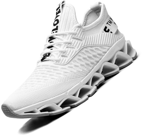 Men's Running Shoes Mesh Athletic Sport Sneakers Gym Fashion Trainers Tennis Casual Walking Zapatos White