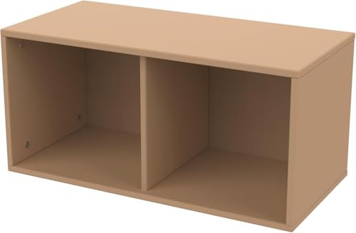 Flexa DOTS Bücherregal Kinder | Kinderzimmer Möbel | Wandmontierte Aufbewahrungseinheit mit 2 Fächern | Ideal Regal für Spielzeug, Bücher & Kleidung | Farbe: Latte