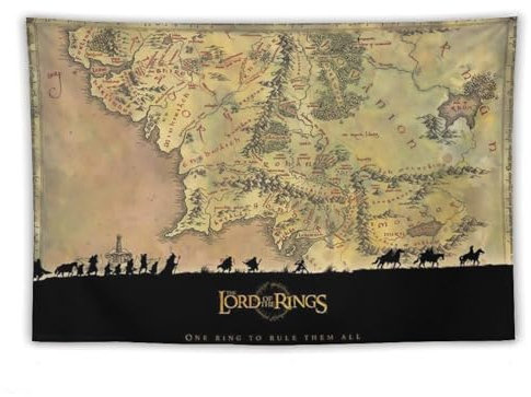 Poster Mittelerde-Karte vom Herr der Ringe (9) Wandkunst, Wandteppich, Druck, Malkunstwerke, moderne Dekoration, Schlafzimmer, Wandteppich, 152,4 x 228,6 cm