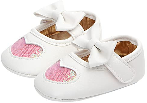 Generisch Baskets 36 Filles Bébé Princesse Chaussures Bébé Intérieur Amour Chaussures Bébé Chaussures Blanches Chaussures à Noeud Baskets Chaussettes Filles 20, Rose, 20 EU