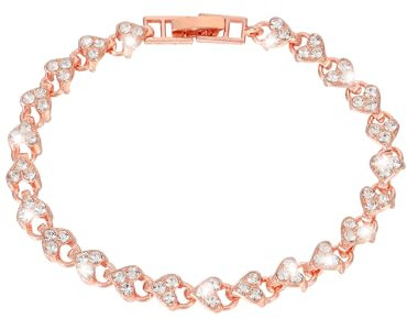 JJDreams Bracelet Women's Tennis Heart Bracelet for WomenShiny Tennis Bracelet with Heart Shaped Diamond Bangle Jewellery for Gift,Rose Gold