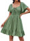 GRACE KARIN Women's Dresses UK Elegant Flutter Short Sleeve Mini Dresses Summer Tie Front Lightweight Sundress Light Green L