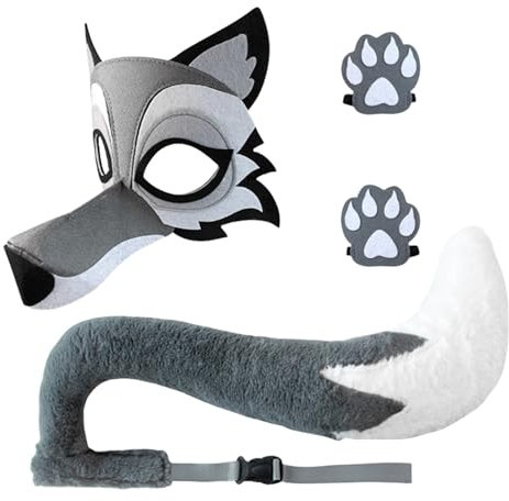 Ensemble de costumes de loup d'Halloween, costume animal en peluche | Tenues de cosplay drôles | Fournitures de simulation, accessoires de cosplay respirante pour les performances de la scène