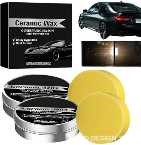 Crème de cire en céramique titane, cire de polissage pour revêtement de voiture, protection durable, formule douce avec éponge, pâte anti-rayures, améliore la brillance de votre véhicule