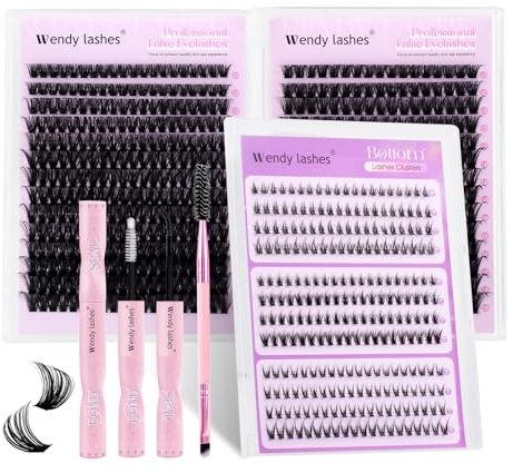 WENDY LASHES Kit Extension Cils 60D/80D D-Curl Mix 10-18mm 3 styles cils inférieurs