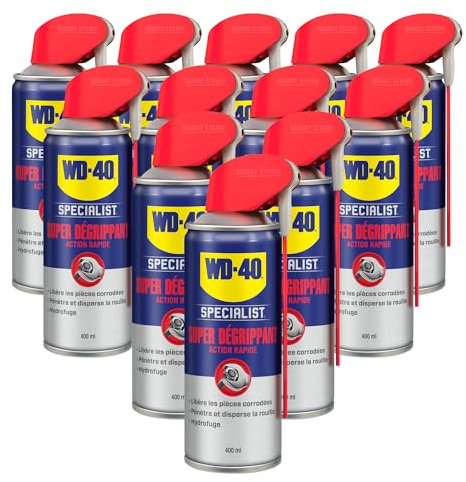 WD-40 Specialist • Super Dégrippant • Spray Double Position • Efficacité Immédiate • Dégrippe rapidement et facilement • Résistant à l'Eau • Compatible Tous Métaux • 400 ML • Carton de 12