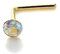 jewellerybox 9 Karat Gelbgold 2mm Aurora Borealis Kristall L-Form Nasenstecker