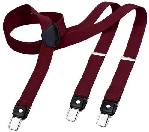 DonDon Hosenträger Herren dunkelrot schmal 2,5 cm - Extra starke Clips für Anzug - Hosenträger Herren extra stark - Ideal für Männer oder Damen Rockabilly Suspenders