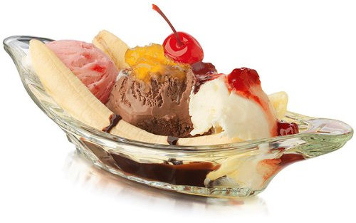 Crisa Banana Split Dish - Set of 4 - Banana Split Boat, Ice Cream Sundae Dish, Dessert Dish