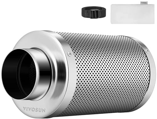 VIVOSUN 6 Inch Air Carbon Filter Smelliness Control with Australia Virgin Charcoal for Inline Duct Fan, Grow Tent, Pre-Filter Included, Reversible Flange 6x 16
