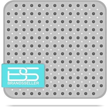 Brandsseller Tapis de Douche 53 cm x 53 cm Antidérapant Mat de Douche Anti-Glisse avec Ventouses - Gris Transparent