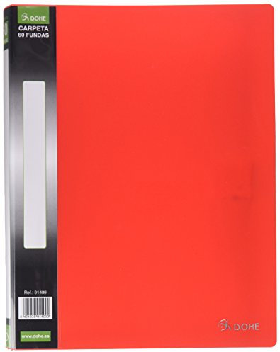 DOHE - Porte-vues 60 pochettes PP (40 mic) Rouge Dos personnalisable