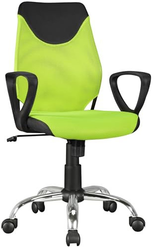 AMSTYLE Kinder-Schreibtischstuhl Terni Schwarz Limette für Kinder ab 6 mit Lehne, Kinder-Drehstuhl Kinder-Bürostuhl ergonomisch, Jugendstuhl höhenverstellbar