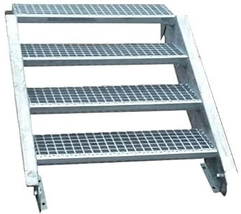 Srm-Design 4-Stufen Edelstahlleiter Breite 80 cm, Geschosshöhe 55-85 cm, Silber, Robust und Stabil