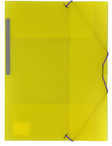Grafoplás 04801260- Classeur en plastique avec Elastiques et 3 Rabats, jaune, format DIN A4