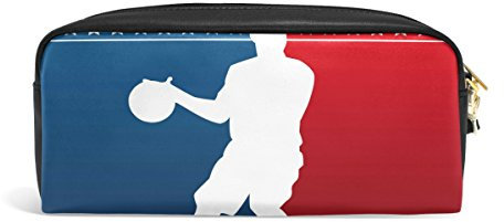 Domoko Federmäppchen aus PU-Leder mit Basketball-Motiv, für Make-up, Kosmetik, Reisen, Schultasche