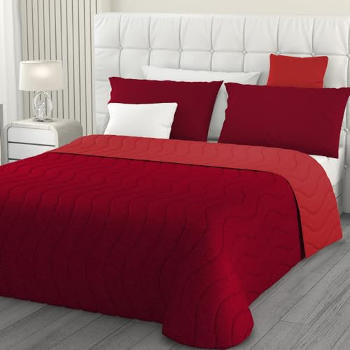 L'ANTICO ARCOLAIO - Trapuntino Matrimoniale Estivo (Bordeaux/Rosso) Copriletto Matrimoniale Mezza Stagione Made in Italy, Trapunta Matrimoniale Double Face Ipoallergenica (Microfibra, 100g/m2)