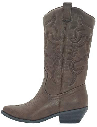 Soda Damen Cowgirl Cowboy Western Stitched Stiefel Pointy Toe Knee High Reno, dunkelbraun, 43 EU