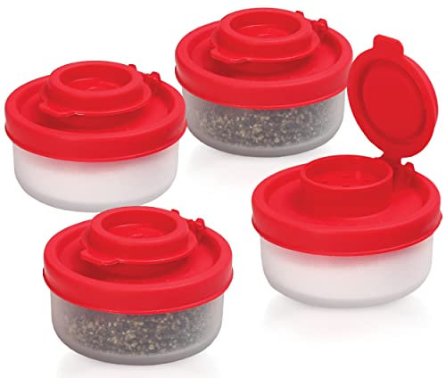 Salière et Poivrière en Plastique Transparent Sans BPA, Kit Voyage, Pour Sel, Poivre, Épices, Idéal pour Camping, Randonnées, Cuisine Extérieure, Bivouac, Bushcraft (40ml, set de 4)