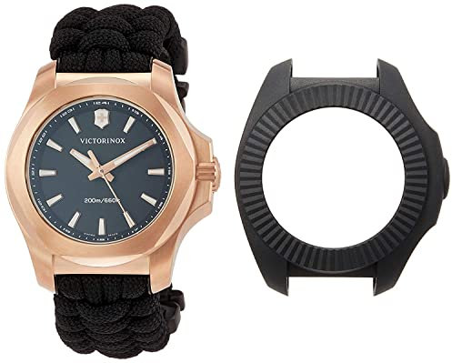 Victorinox Damen Armbanduhr I.N.O.X. V Ø 37mm, Swiss Made, Analog Quarz, Wasserdicht bis 200m, Saphirkristallglas, Textil Armband, Schwarz, 241880