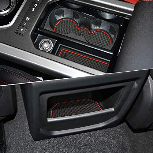LITTOU For Evoque 12-18 Non-Slip Car Mat Interior Door,Cup,Arm Box,Storage Ati Dust Mat (Pack of 8) (red)