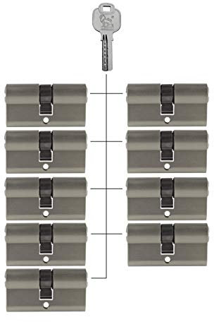 9x Profilzylinder 70 mm 35/35 gleichschließend inkl. 45 Schlüssel