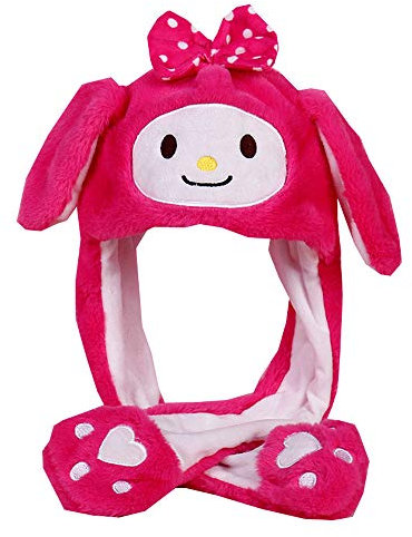 YEKEYI Hase mit Ohren, springender Kaninchenhut, Tierhut, Pop-Up-Ohren, Plüschhase, Mütze für Frauen und Mädchen, Schaf-Rose, One size