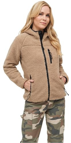 Brandit Felpa da Donna in Pile con Cappuccio Giacca, Coyote
