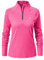 YSENTO Women's Long Sleeve Running Sports Tops Lightweight Gym Walking Zip Up Golf Polo T-Shirt(Rose Red,M)