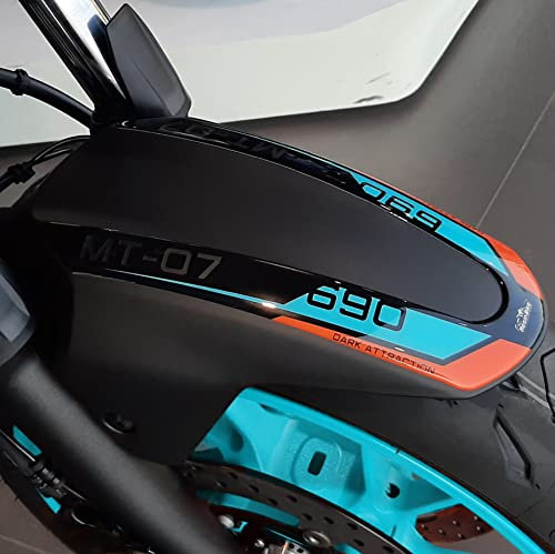 Resin Bike Aufkleber für Motorrad Kompatibel mit Yamaha MT-07 2022 Cyan Storm. Vorderer Kotflügelschutz vor Stößen und Kratzern. 3D-Harzklebstoff - Stickers - Made in Italy