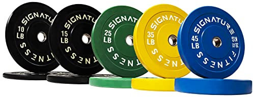 Signature Fitness Olympische Hantelscheiben mit Stahlnabe, 5,1 cm, 117,9 kg, Set (2 x 10/15/25/35/20,4 kg), farbig